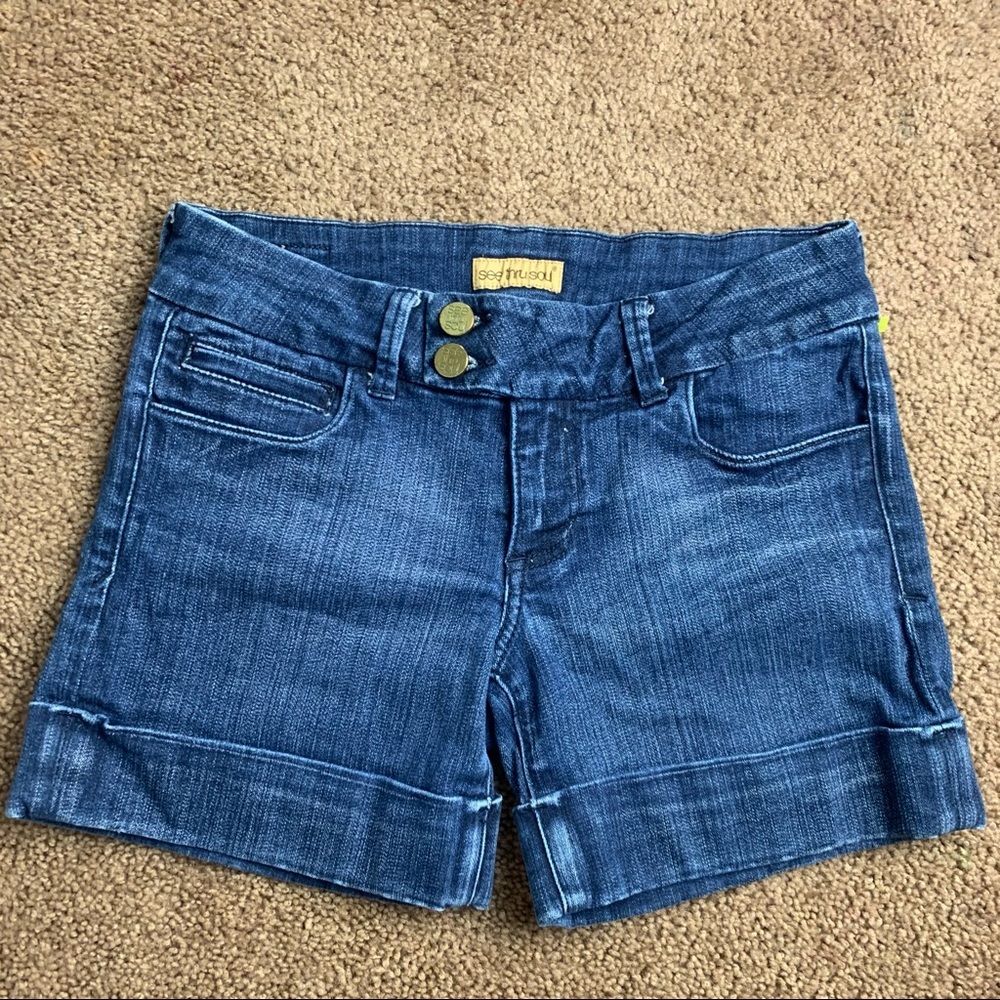 See Thru Soul Cuff Medium Wash Shorts - Picture 3 of 8
